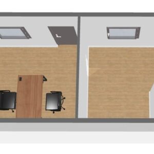 Contenitore sociale di 21 m² –, WC e spogliatoio