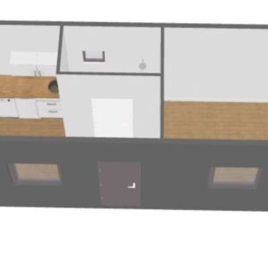 Contenitore sociale attrezzato di 21 m² – WC, cucina e spogliatoio